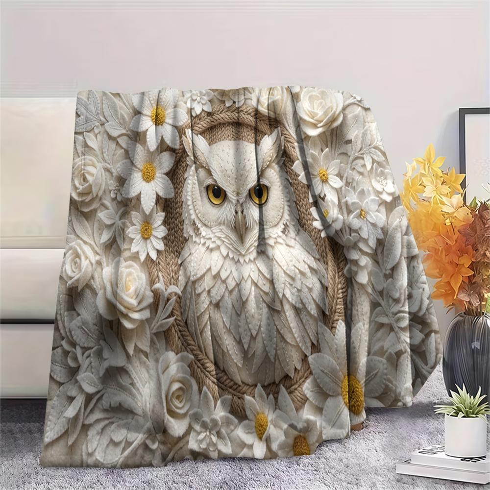 1Pc owl Print Flannel Blanket, High quality Comfortable for All Seasons, Home Decor, Warmth and Comfort, Perfect for Christmas Gifts W65