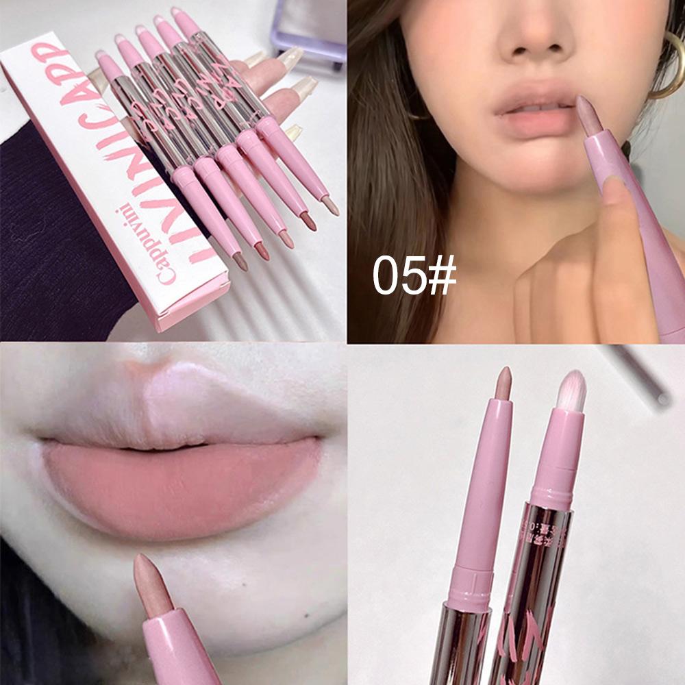 Карандаш для губ Nude с кисточкой для губ Cappuvini Korean Style Lip Makeup Long Last Velvet Matte Lipstick
