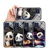 For OnePlus Nord iPhone 16 15 14 Pro Max Samsung S24 S23 S22 A15 A55 A52 A72 A73 A06 Cute Panda Design Shockproof Glossy Tempered Glass Phone Case
