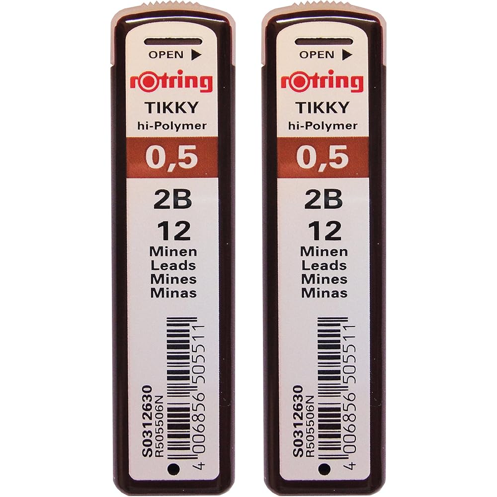 Стержни для механического карандаша Rotring Tikky 0,5 мм 2B 12 шт.