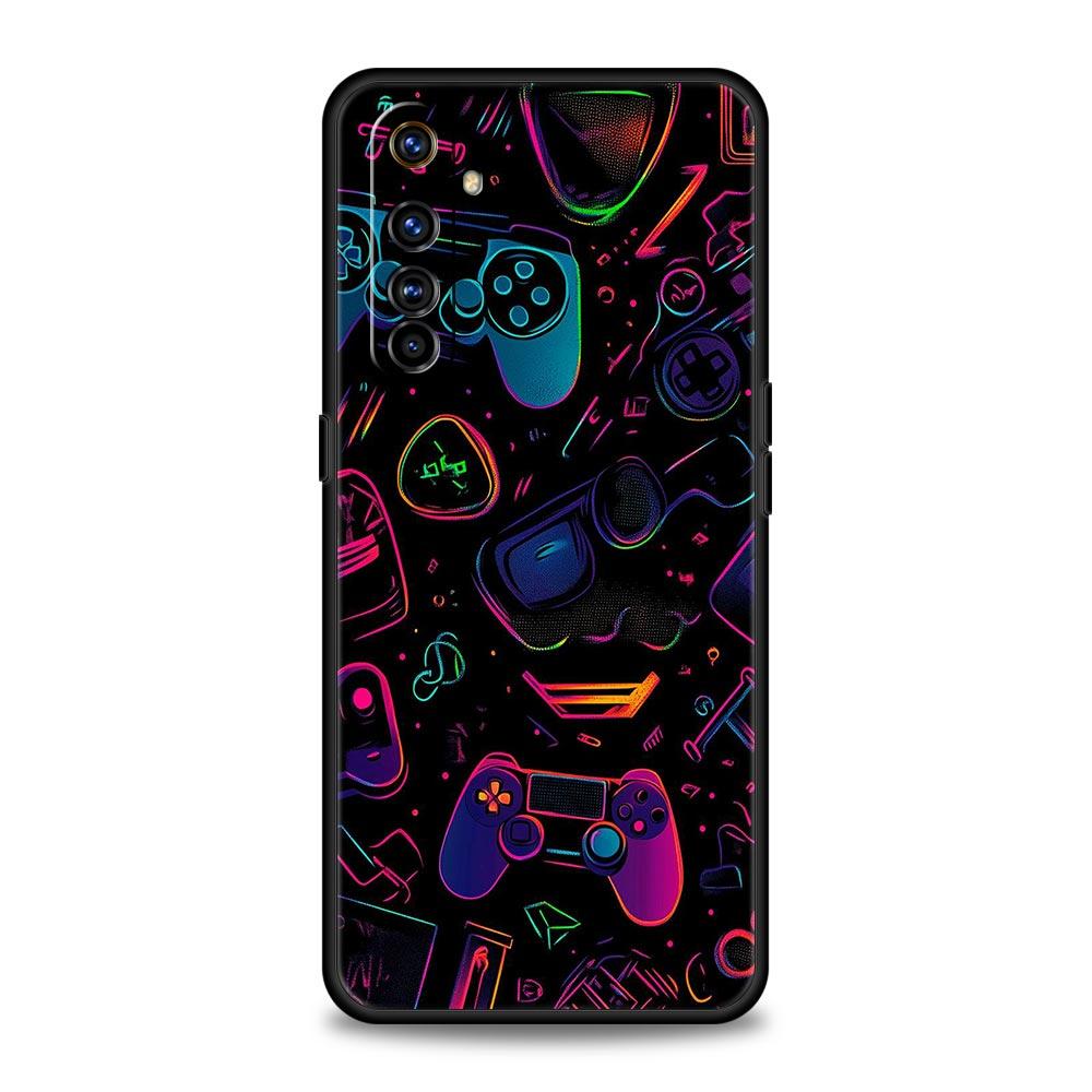 Игровой контроллер Графический Мягкий ТПУ Для Realme 13 12 11 10 9 Pro Plus GT3 GT2 C21 C25 C35 C53 C55 C67 Pro 5G Чехол для телефона Обложка Capas