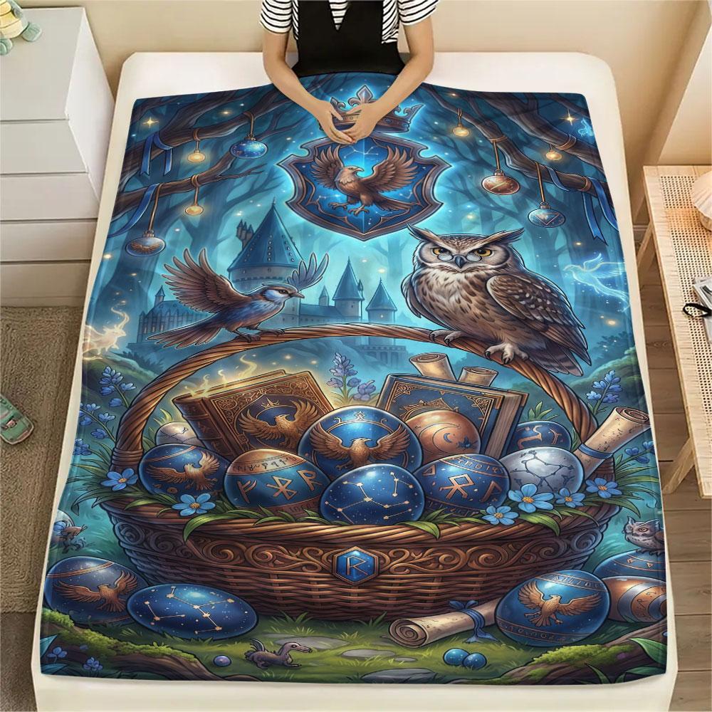 1Pc Easter Egg Print Flannel Blanket, High quality Comfortable for All Seasons, Home Decor, Warmth and Comfort, Perfect for Christmas Gifts