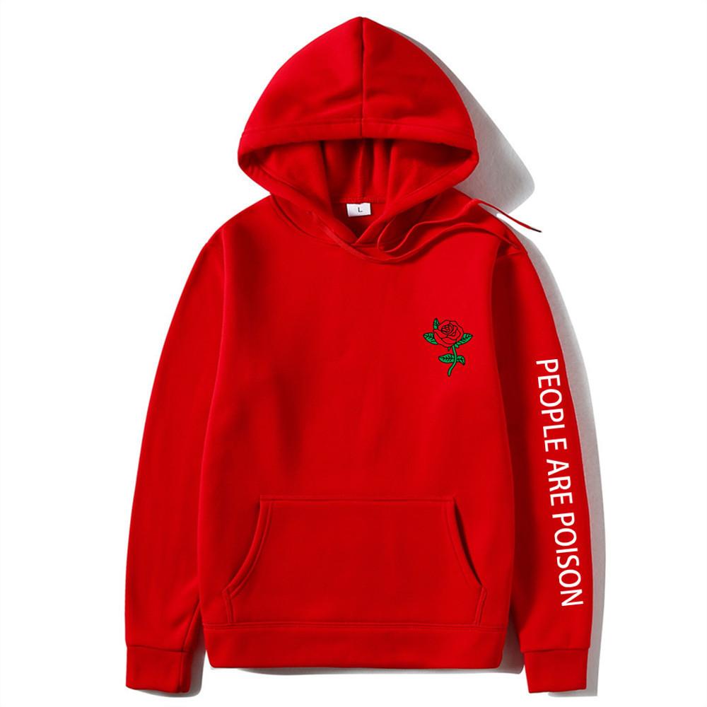 2023 Autumn Winter New Hoodie Men Fashion Red Rose Flower Sweatshirt with Print Autumn Winter Streetwear Men Women Casual Pullover Hoody Male