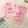 Winter Kids Long Sleeve O Neck T Shirt Pants Set Casual Baggy 2pcs Suit Cotton Cartoon Printes Outfit