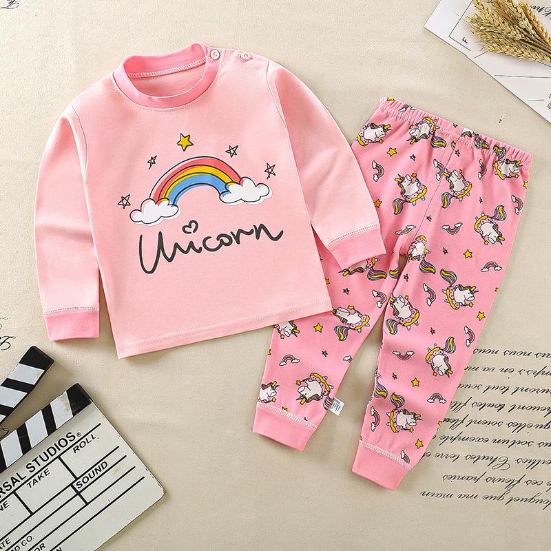 Winter Kids Long Sleeve O Neck T Shirt Pants Set Casual Baggy 2pcs Suit Cotton Cartoon Printes Outfit
