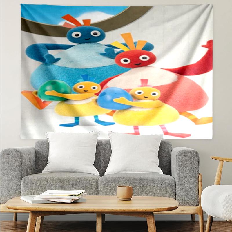 Twirlywoos Print Tapestry, Backdrop, Easy Setup, Ideal for Bedroom, Office & Living Room, with Aesthetic Wall Hanging Decor.