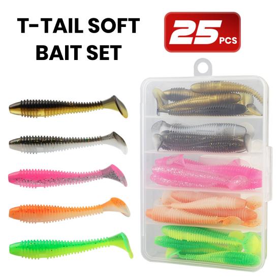 Yousheng 25 шт. мягкие рыболовные приманки с коробкой для хранения, высокогибкие устойчивые к укусу червячные искусственные приманки, имитация бионических приманок