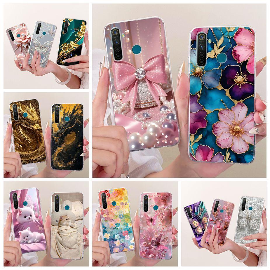 Для Realme 5 5i 5S Realme5 Pro Роскошный Чехол с Рисунком Цветов и Бантом Мягкий Силиконовый Чехол для Телефона Для Realme 5 Pro 5i 5S Задняя Крышка Coque