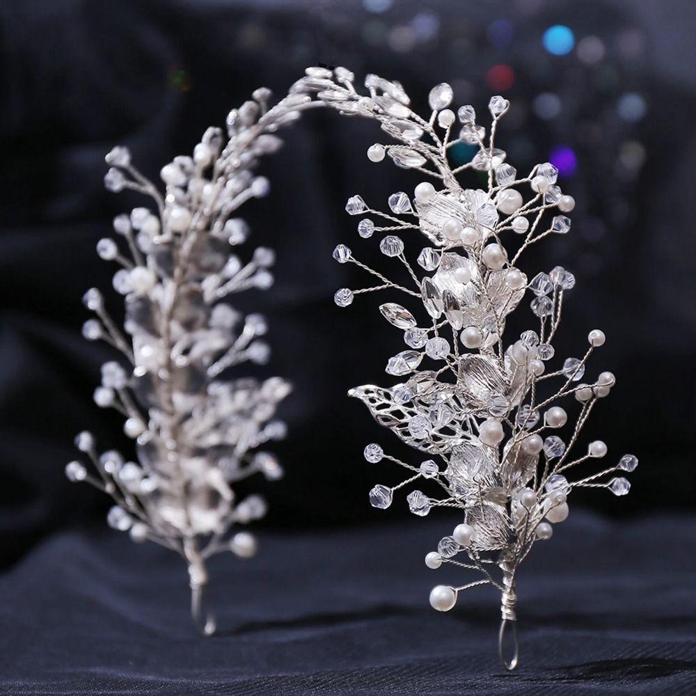 Handmade Bridal Headband Zinc Zinc Alloy Leaf Bridal Tiara Hair Vine Retro Crystal Headpiece Bridal Party