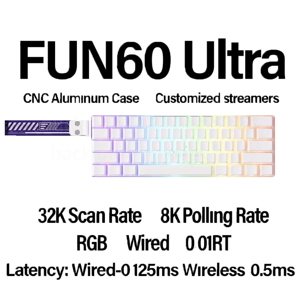 Monsgeek Fun60 Магнитная клавиатура с переключателем Tri Mode Беспроводная механическая клавиатура Custom 8KHz RT0.01 Магнитная клавиатура Аксессуар для ПК