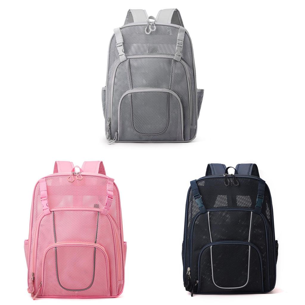 Polyester Mesh Sports Backpack With Reflective Design For Outdoor Activities And Travel