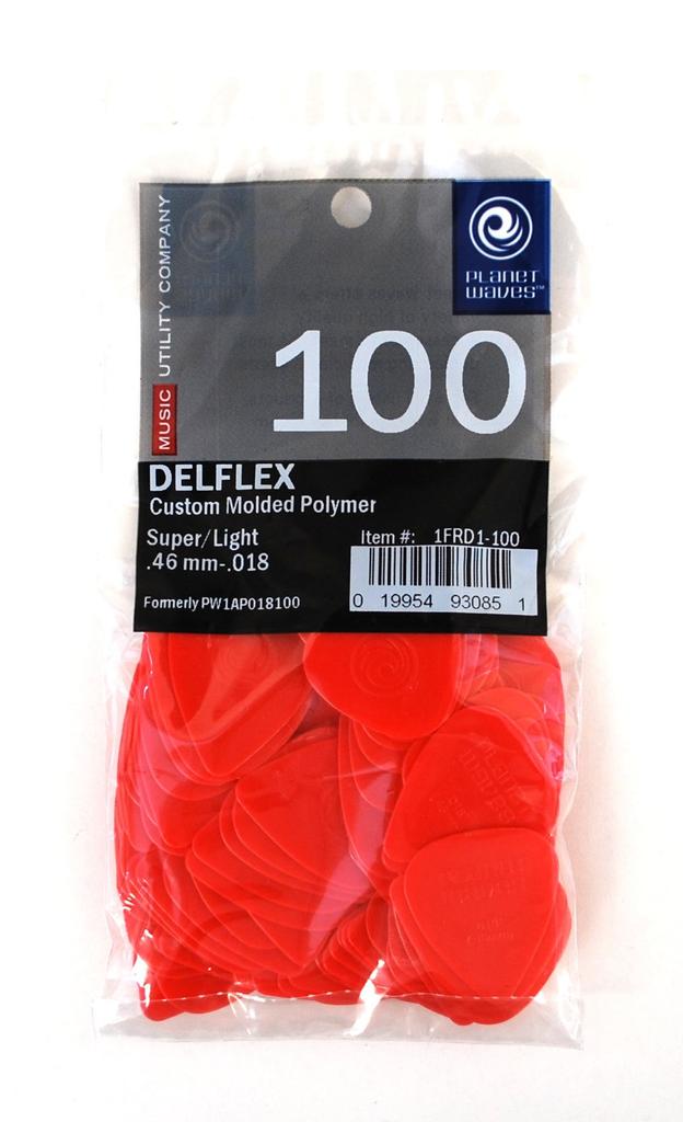 Planet Waves от Planet Waves Delflex Упаковка из 100 медиаторов D'Addario, 1FRD1-100, Красный, 0,46 мм, Стандартный,