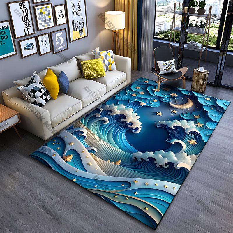 Dreamy ocean night sky carpet Yoga living room room decor children's crawling mat doormat area rug games mat