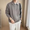 New Lapel Zipper Long Sleeve Pullover Men's POLO Shirt Trendy Men's Casual Fashion Ins Light Familiar Style Top