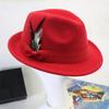 Men Fedora Hat Feather And Bow Decor Vintage Short Brim Felt Hat Solid Color Women Panama Hat 1920s Floppy Hat for All-Day Wear