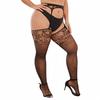 Plus Size Women's Lace Floral Thigh High Pantyhose Fishnet Body Stockings Over Knee Mesh Socks Tights Leggings Bottom