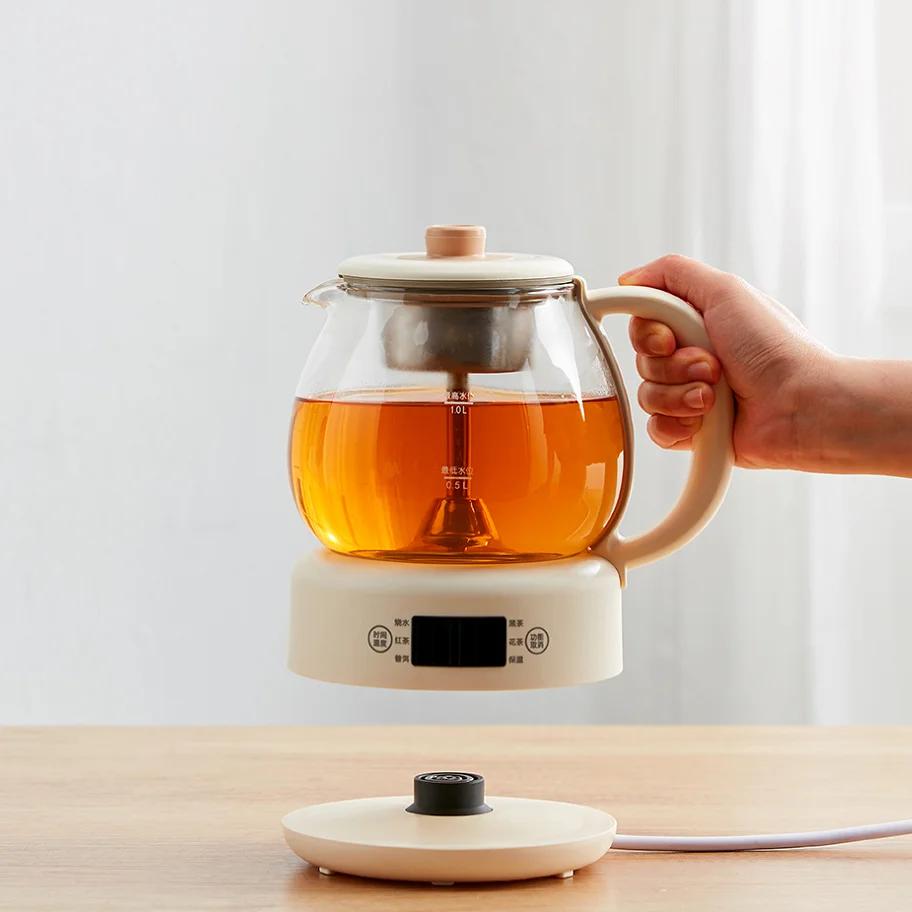 1л кухонный электрический чайник, бытовая техника, автоматический чайник, стеклянный чайник для приготовления чая на пару, 220 В, чайник