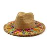 Summer Straw Hat Pearl Pin Women's Summer Seaside Sunshade Hollow Groove Flat Top Straw Hat  Sombrero