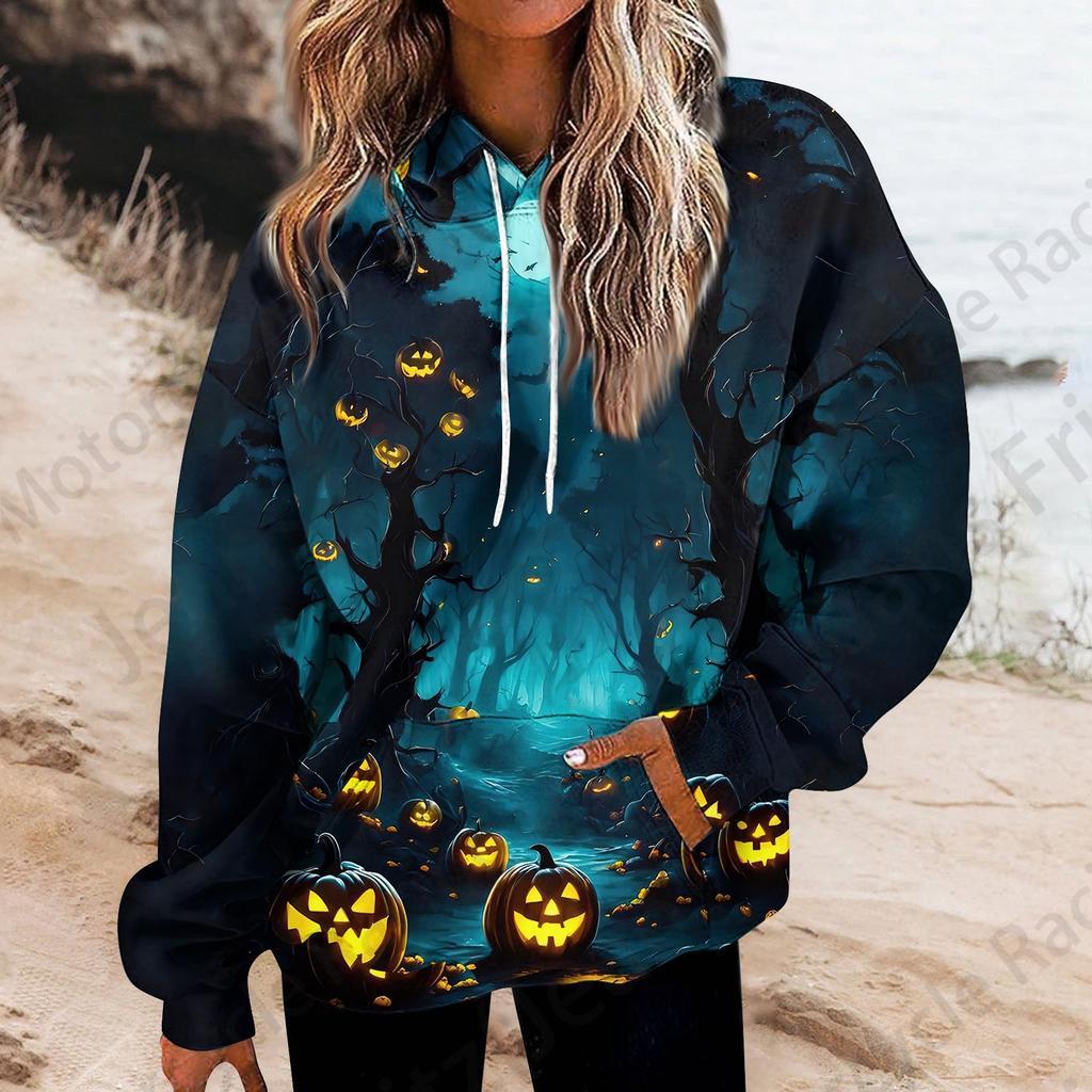 Хэллоуин 3D Печать Толстовка Женская Мода Большие Толстовки Женские Толстовки Пальто Девушка С Капюшоном Толстовка Зимний Спортивный Костюм Уличный Свободный