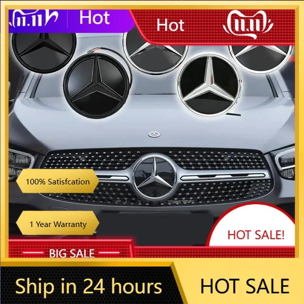 New C200 E200 For Mercedes Benz Chrome Silver Black Front Grille Star Badge Emblem OE Style Flat Surface For Mercedes Benz GLC-