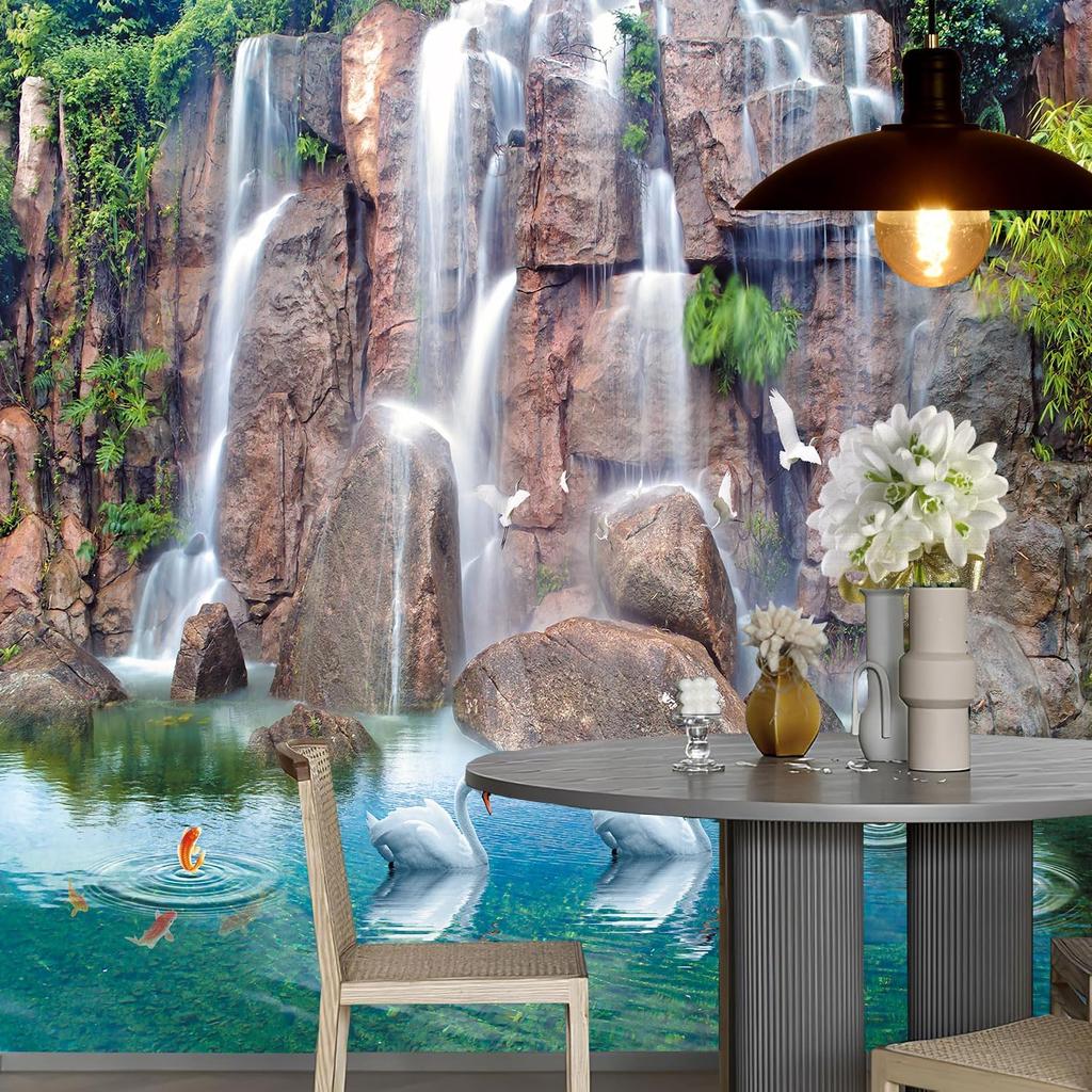 Waterfall Wall Mural Nature Landscape Wallpaper for Bedroom Home Decor