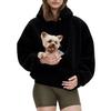 Pet Sling Hoodie Long Sleeve Fleece Kangaroo Pouch Sweatshirt for Cats Dogs Oversized Pullover Pet Carrier Tops for Autumn Winter