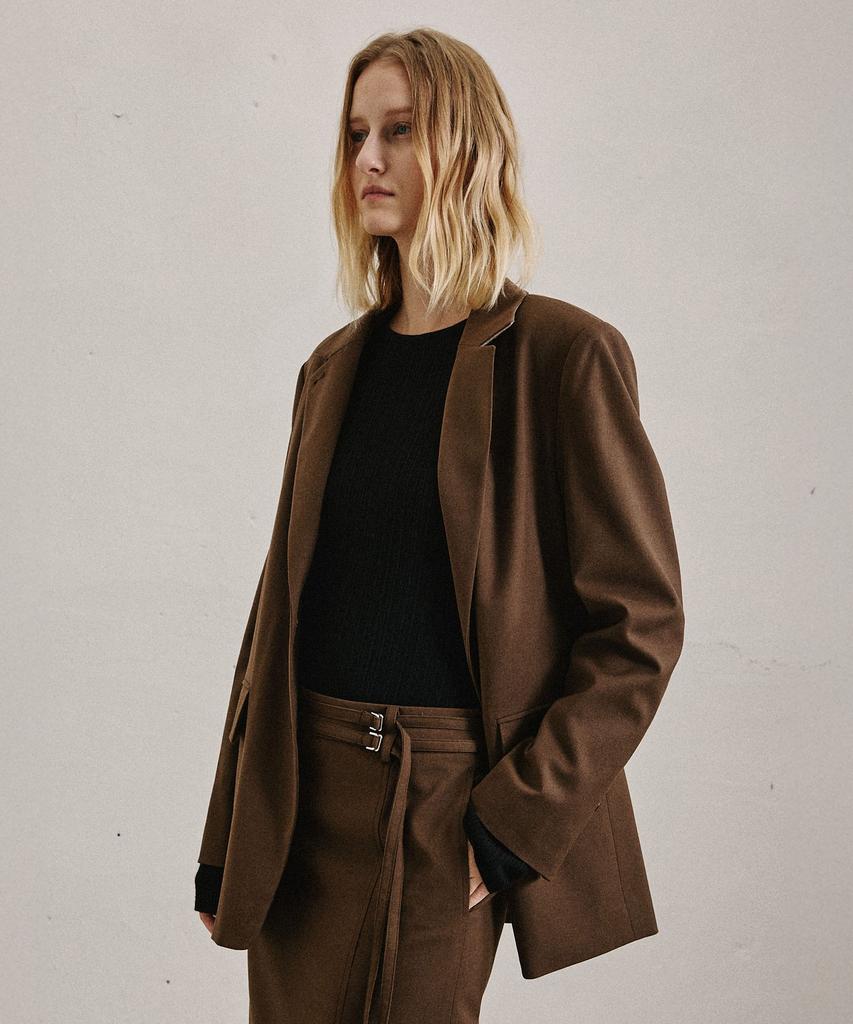 Artid Two-Way Belted Blazer Jacket_Brown
