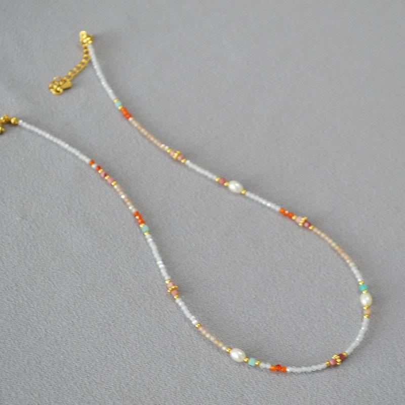 Нишевый дизайн ретро полупрозрачная текстура циркон жемчуг бисер простой темперамент чрезвычайно изящное ожерелье ключица цепочка для женщин