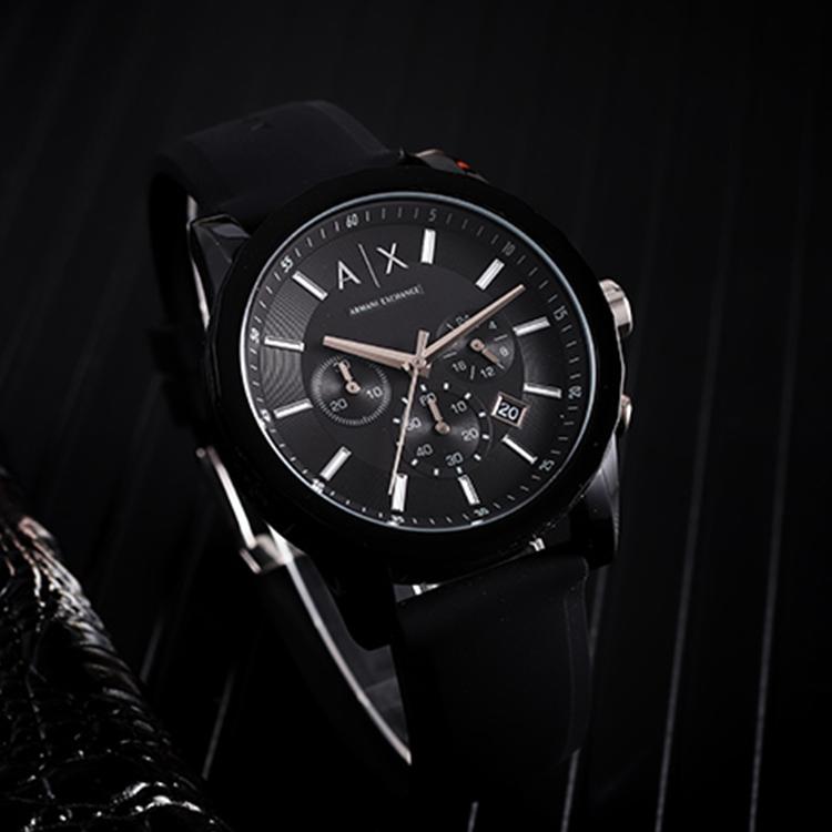 Armani Exchange AE Дарт Вейдер Наручные Часы Кварцевый Механизм Силиконовый Ремешок Черный Циферблат Мужские Часы AX1326