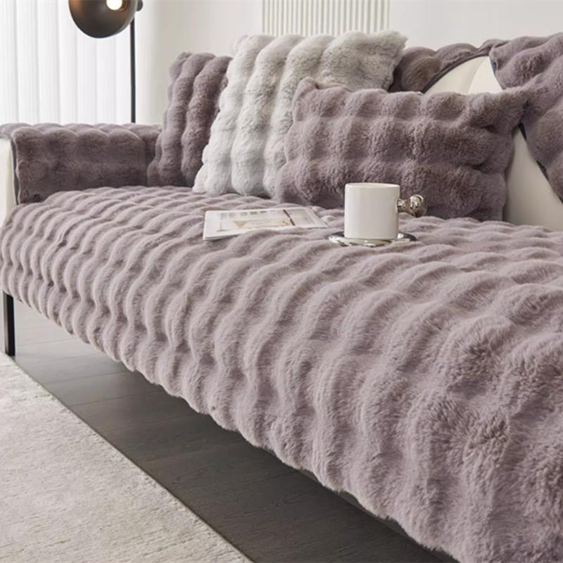 Universal Square Shape Plush Sofa Cover Thicken Rabbit Sofa Towe Winter for Living Room L Non-slip Sofa Mat Sofa Blanket Couch Cushion