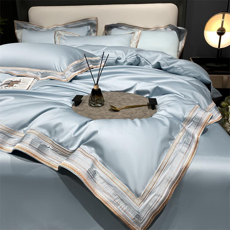 Постельное белье класса А из чистого хлопка, четыре предмета, хлопковый светильник, Роскошный хлопок с плотностью 200 ниток, вышитый пододеяльник, простыня на подкладке