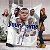 Customiz Name Personality Footballer Kylian Mbappé Blanket Soft&Warm Office Bed Travel Lunch Break Blanket,Gift All Seasons