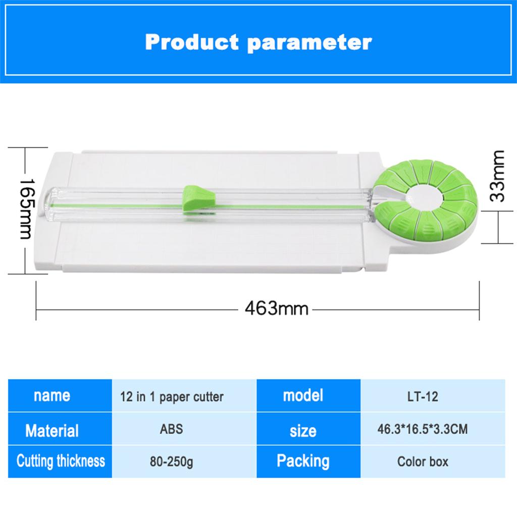 Мини-триммер для бумаги 12в1, роторный резак, длина обрезки А4, 12 различных форм, настольная резка бумаги