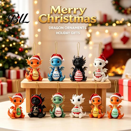 24 Days Surprise Ornaments 2026 Dragon Advent Calendar, Funny Baby Figures Christmas Countdown Holiday Gift Box 2D Acrylic Cartoon for Xmas Tree, Home