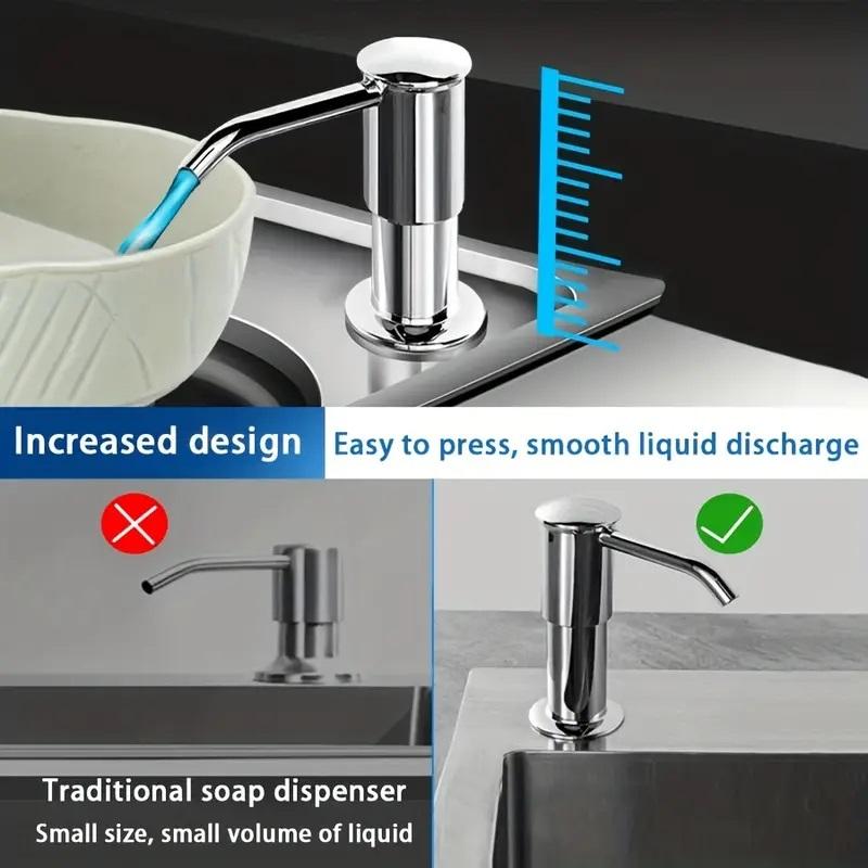 Дозатор мыла для кухонной раковины Модернизированный насос-дозатор с удлиненной трубкой Установка на столешницу для моющего средства и дезинфицирующего средства для рук