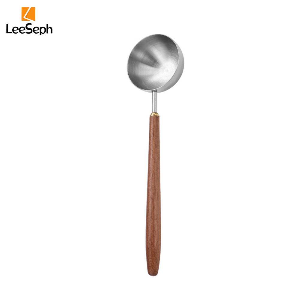 Кофейная ложка Leeseph из нержавеющей стали с ручкой из орехового дерева, для кофейной гущи, листового чая, сахара, специй, кухонных принадлежностей