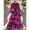 French Holiday Flower Print Elegant Ruffled Edge Layers Draped Chiffon Dress Evening Club Robe Women Spring Summer Vestidos