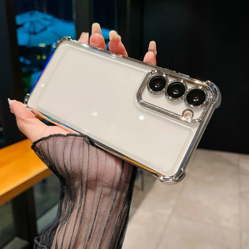 Противоударный прозрачный пластиковый чехол для смартфонов Samsung с защитой объектива камеры