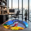 Zig & Sharko Printed Round Rug Carpet Chair Rug Area Rug Entryway Doormats,for Office Chair Living Room Bedroom Kitchen Room.