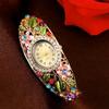 Винтажные ретро женские цветные кристаллы браслет сплав браслет часы девушка ролевые игры принцесса цветок лист наручные часы мода