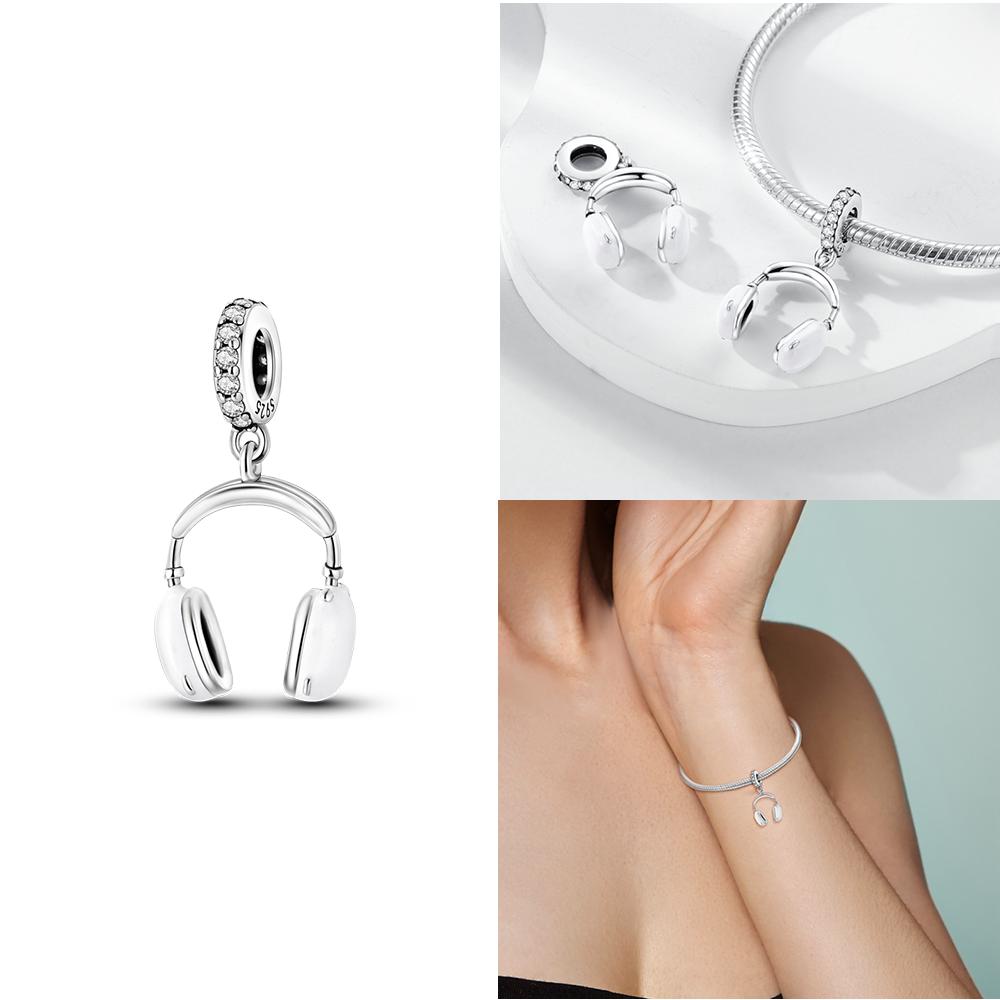 Charms Pink Beads Smart Watch Bike Car Travel Dangle Original Copper Bead Fit Bangle Bracelet Diy Jewelry Woman Fine Gift