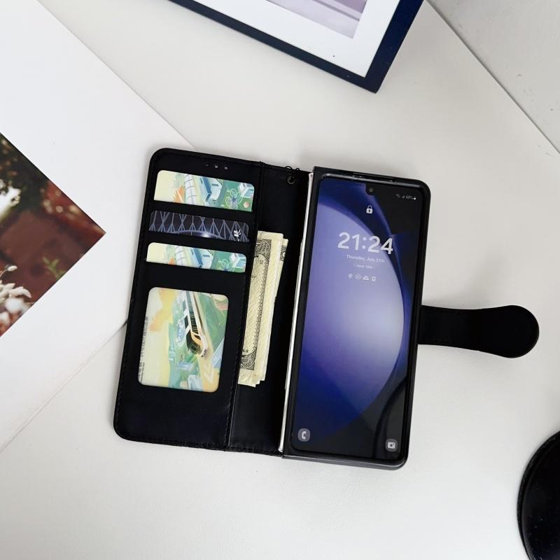 Leather Flip Purse Holder Phone Case For Samsung Galaxy Z Fold 7 6 5 4 3 Fold7 Fold6 Fold5 Wallet Card Cover Back Bag
