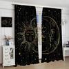 Sun Moon Curtains Bohemian Celestial Art Printed Blackout Window Drapes for Bedroom Living Room Kitchen Decor Fabric Set 2 Panel