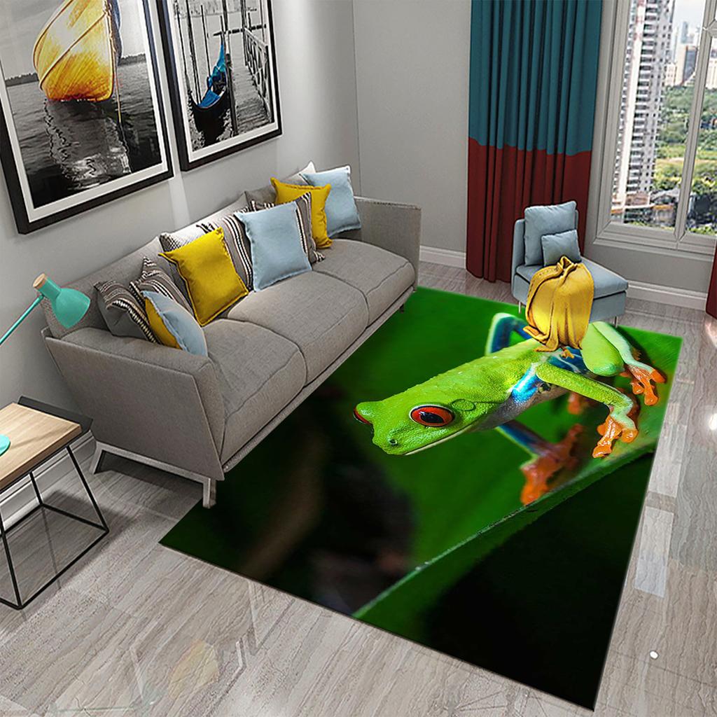 Ковер Лягушка Красочный Милый Ковер с Животным Принтом для Ванной Нескользящий Коврик для Зоны Гостиная Детская Спальня Напольный Коврик Декор для Прихожей