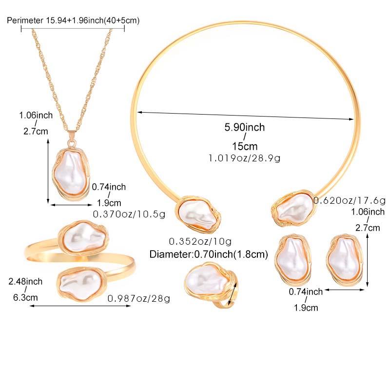 Преувеличенные Неправильные Барочные Цирконы Ожерелье Браслеты Кольца Серьги для Женщин Массивные Круглые Открытые Кольца Браслет Набор Цирконов