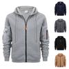Men's Sweatshirt Hoodie Zipper Arm Pocket Cardigan Men's Sports Large Size Casual Hoodie