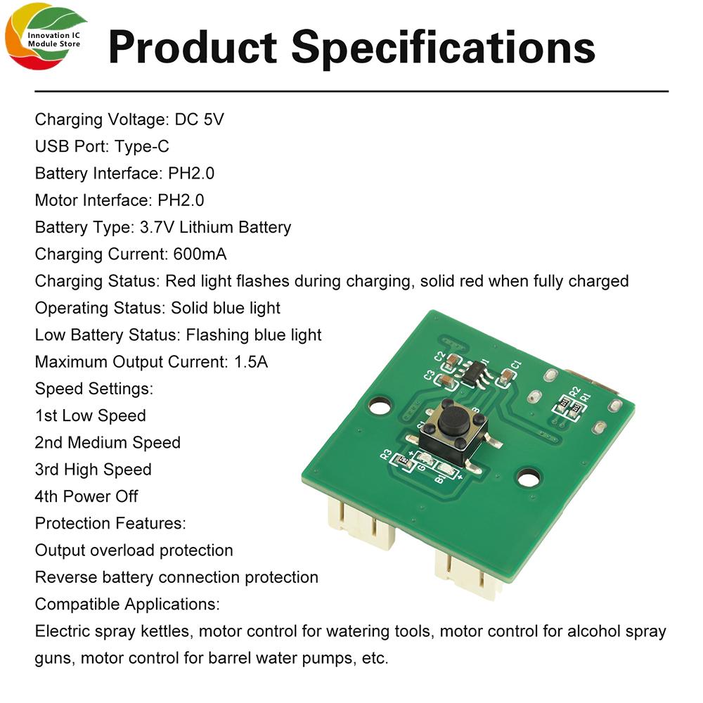 DC 1V Three Gear Adjustable Handle Spray Atomization Module Small Rechargeable Electric Sprayer Spray Control Board Type C