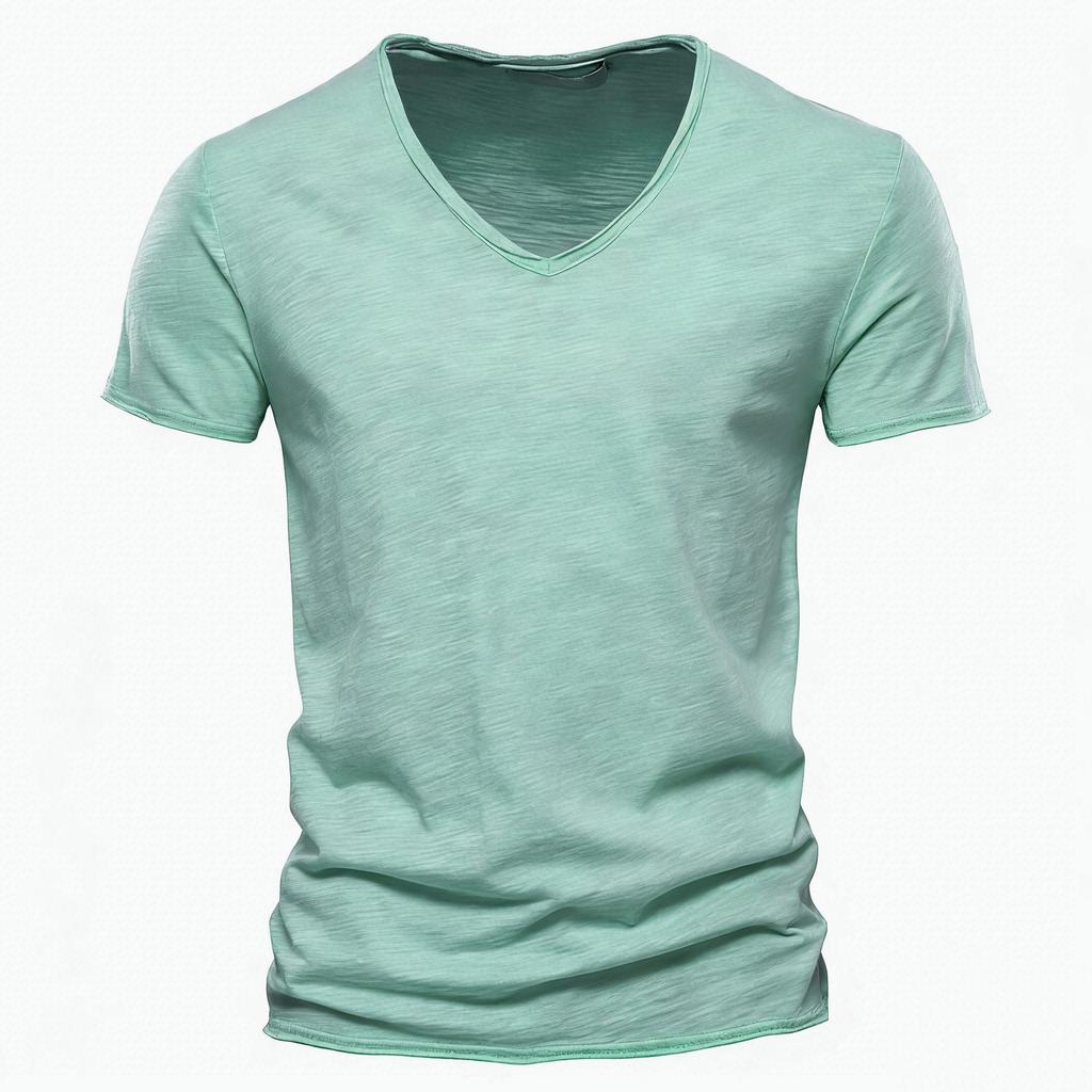 Classic Men's V-neck Tee Short Sleeve Casual Fashion Tops for Daily Wear