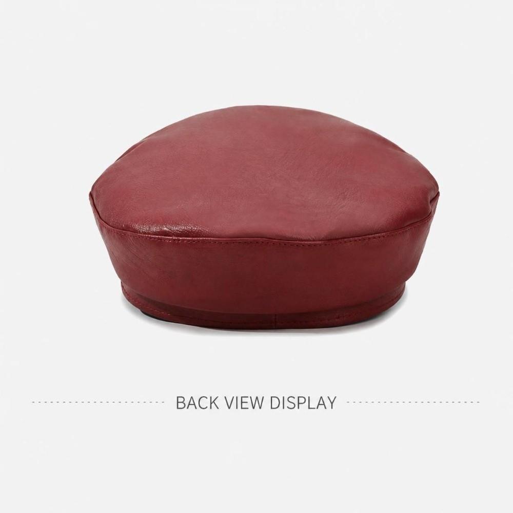 PU Leather Beret Hat Silver Chain Decor Octagonal Beret Cap Vintage Peaked Hat Autumn Winter