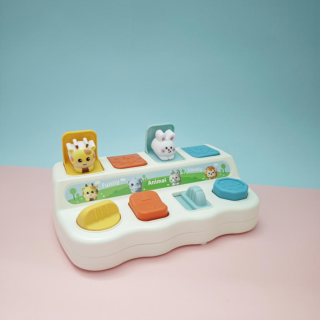 Игрушка Кнопка Прятки Коробка с Животным Объектом Сенсорные Переключатели Обучающая Игрушка для Малышей для Развития Мелкой Моторики Координации Рук и Глаз